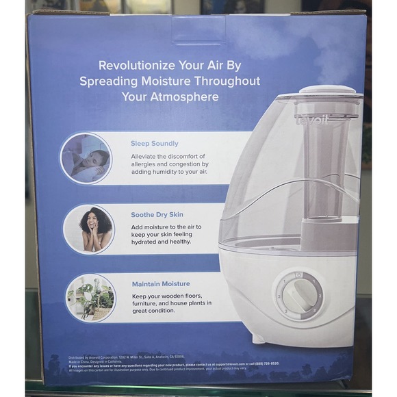 Levoit Classic 100 Ultrasonic Cool Mist Humidifiers 2.4L In Grey Free Shipping - Picture 4 of 5